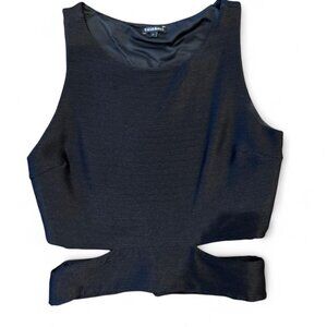Women's Black and Grey Crop-top